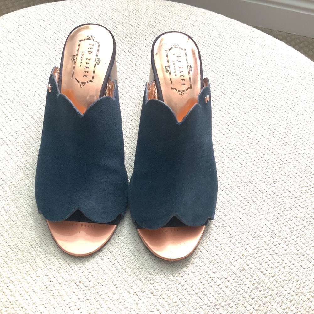 Navy Suede Mules